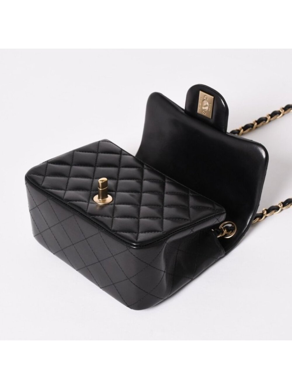 Chanel Mini Quilted 17 S Flap S Chain Shoulder Bag CC Logo Lambskin Black - Picture 14 of 16